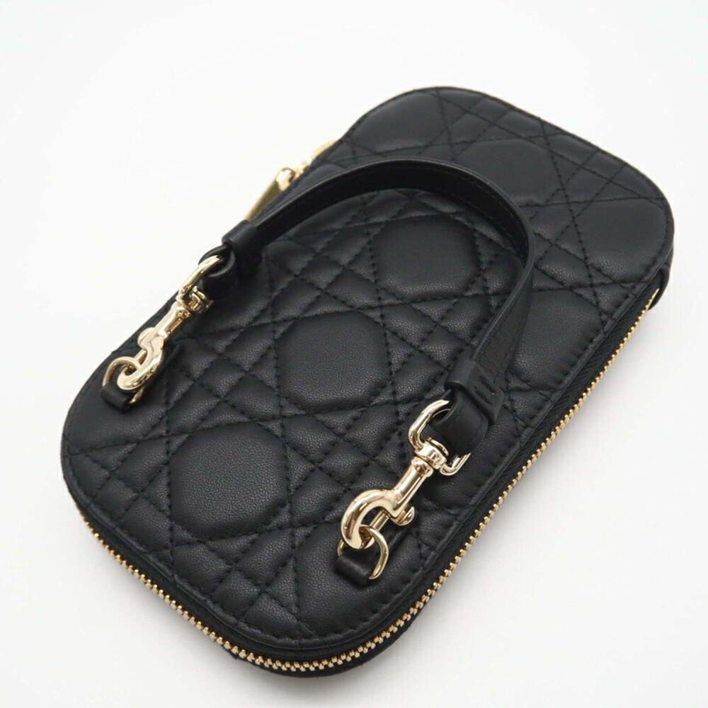 CHRISTIAN DIOR Black Lambskin Leather Shoulder Bag - Picture 5 of 12